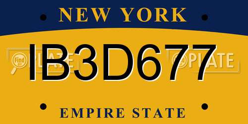 IB3D677 New York License Plate