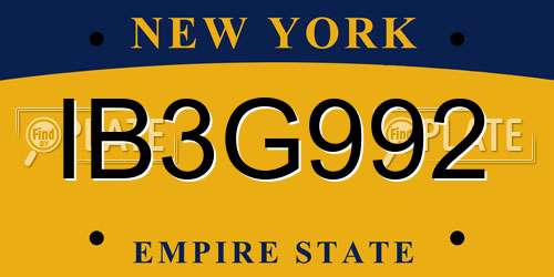 IB3G992 New York License Plate