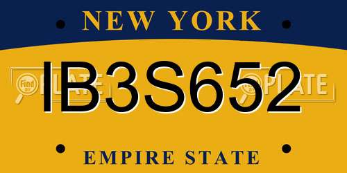 IB3S652 New York License Plate