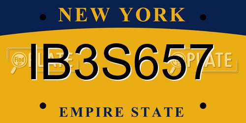 IB3S657 New York License Plate