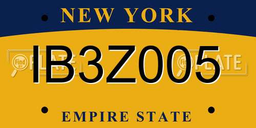 IB3Z005 New York License Plate