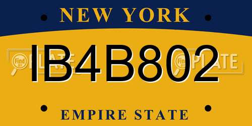 IB4B802 New York License Plate