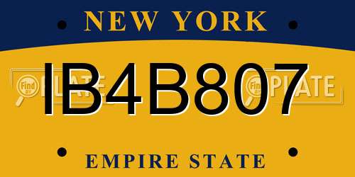 IB4B807 New York License Plate