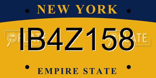 IB4Z158 New York License Plate