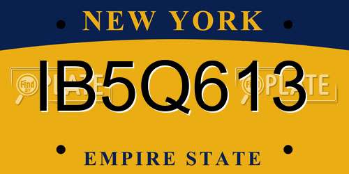 IB5Q613 New York License Plate