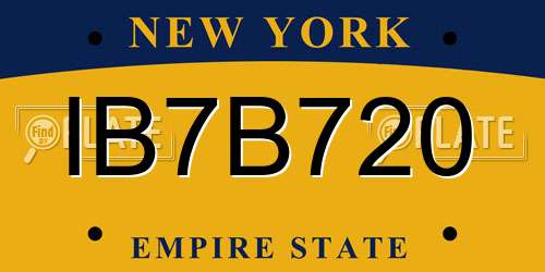 IB7B720 New York License Plate
