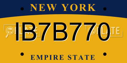 IB7B770 New York License Plate