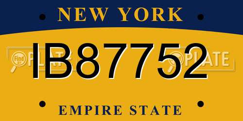 IB87752 New York License Plate