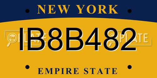 IB8B482 New York License Plate