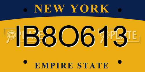 IB8O613 New York License Plate