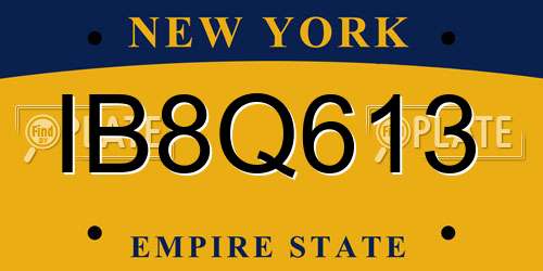 IB8Q613 New York License Plate
