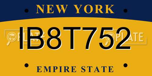 IB8T752 New York License Plate