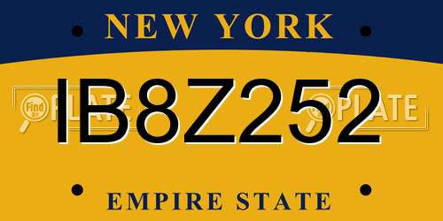 IB8Z252 New York License Plate