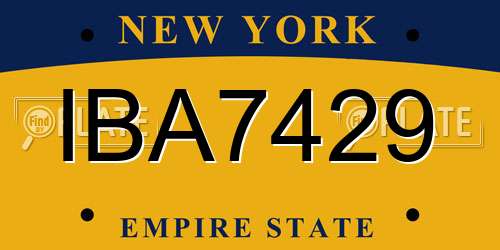 IBA7429 New York License Plate