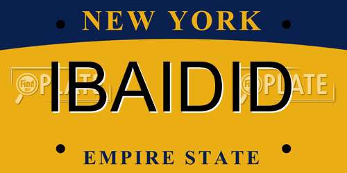 IBAIDID New York License Plate