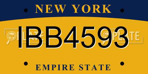 IBB4593 New York License Plate