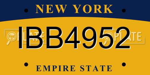 IBB4952 New York License Plate