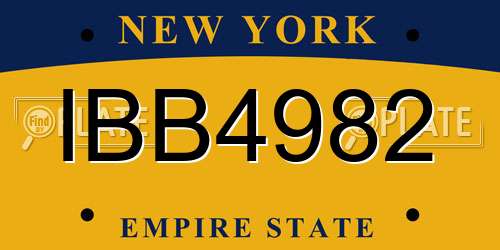 IBB4982 New York License Plate