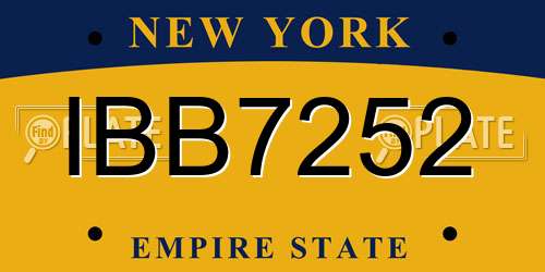 IBB7252 New York License Plate
