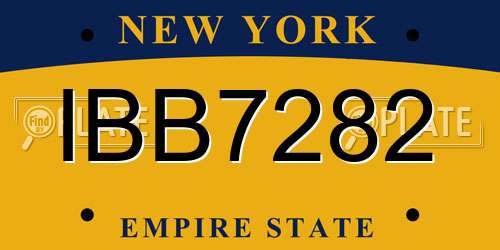 IBB7282 New York License Plate