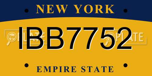 IBB7752 New York License Plate