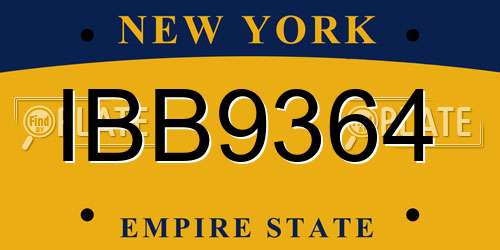 IBB9364 New York License Plate