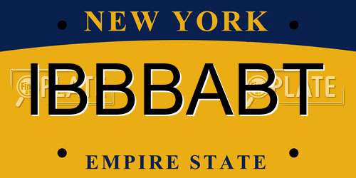 IBBBABT New York License Plate