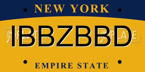 IBBZBBD New York License Plate