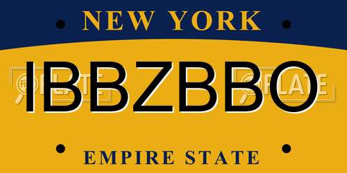 IBBZBBO New York License Plate