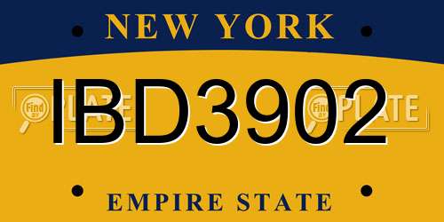 IBD3902 New York License Plate