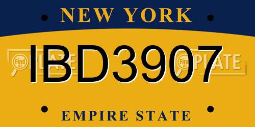 IBD3907 New York License Plate