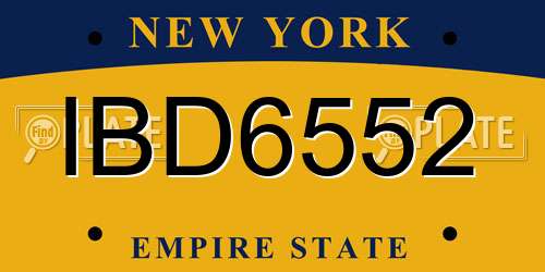 IBD6552 New York License Plate