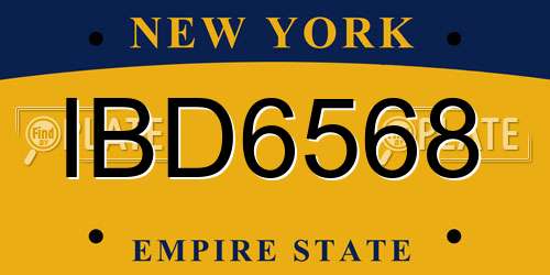 IBD6568 New York License Plate