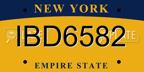 IBD6582 New York License Plate
