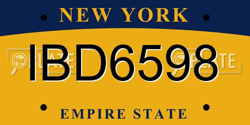 IBD6598 New York License Plate
