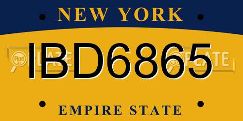 IBD6865 New York License Plate