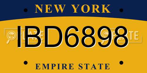 IBD6898 New York License Plate