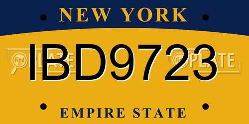 IBD9723 New York License Plate