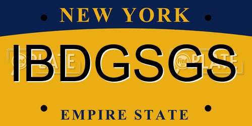 IBDGSGS New York License Plate