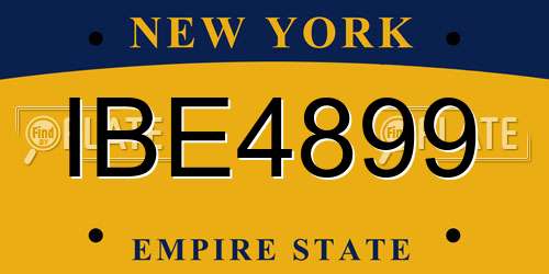 IBE4899 New York License Plate