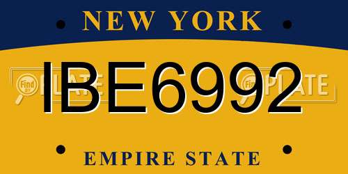 IBE6992 New York License Plate