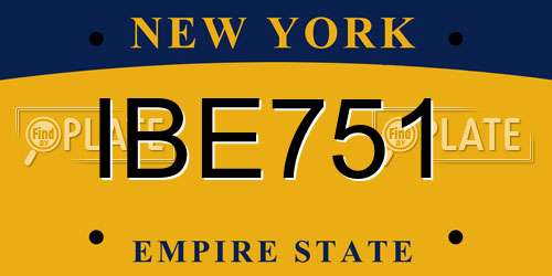 IBE751 New York License Plate