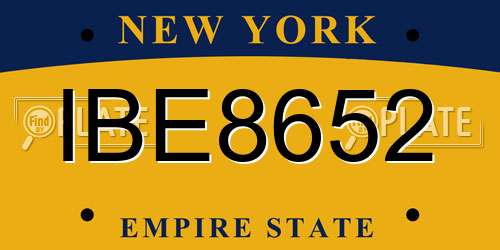 IBE8652 New York License Plate