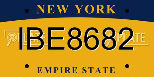 IBE8682 New York License Plate