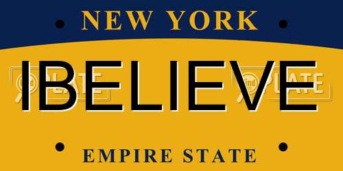 IBELIEVE New York License Plate