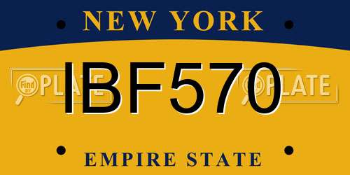 IBF570 New York License Plate