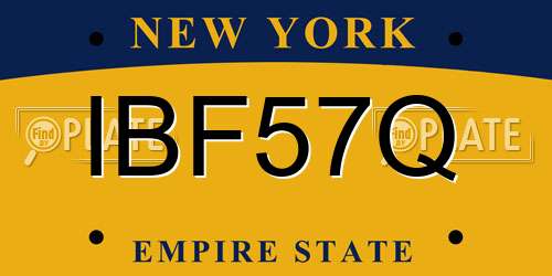 IBF57Q New York License Plate