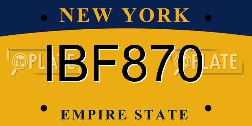 IBF870 New York License Plate