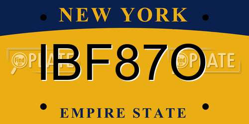 IBF87O New York License Plate