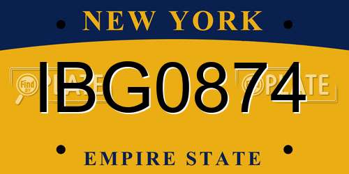 IBG0874 New York License Plate